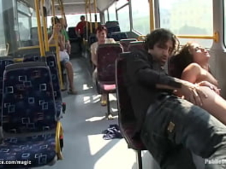 Little Euro babe romps on a city bus